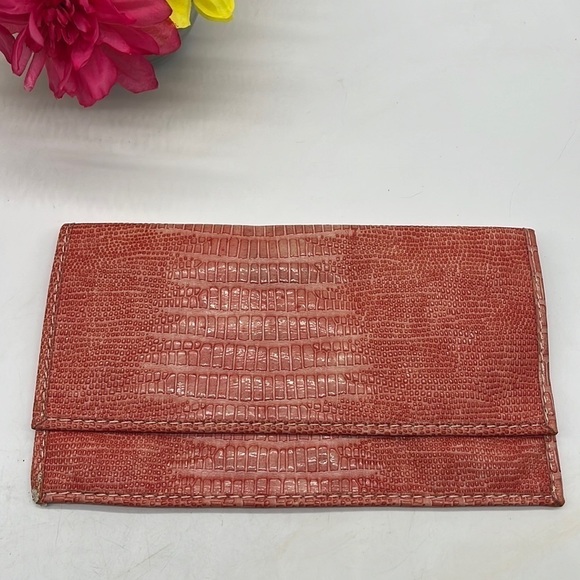 Live Love Loft Salmon Colored Clutch -  embossed. MCB2283D - Picture 1 of 7